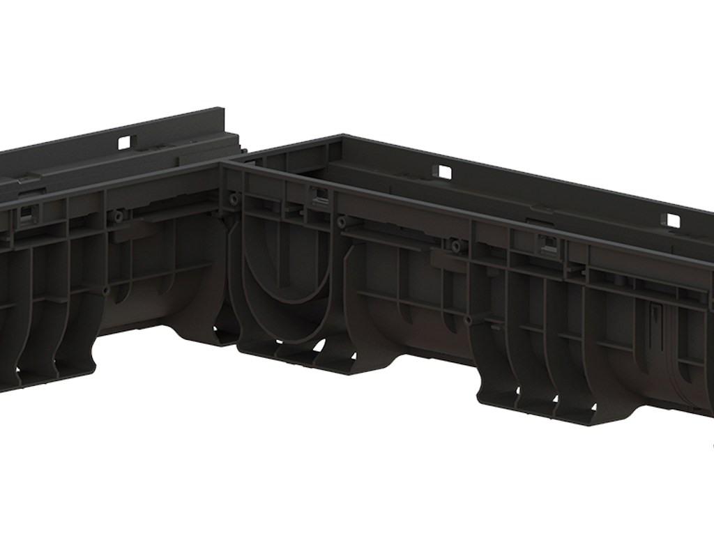 Лоток водоотводный пластиковый BASE DN100 H200 с решеткой щелевой стальной оцинкованной A15